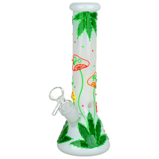 420 Leafy Shroom Glow 9.5" Beaker Bong | 420-leafy-shroom-glow-9-5-beaker-bong | Bongs | CaliConnected